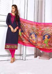 Navy Blue And Pink Salab Cotton Salwar Kameez