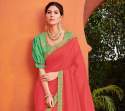  Orange And Green Color Silk Party Wear Saree thumb 1