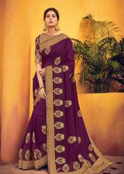  Purple Color Two Tone Silk Party Wear Saree