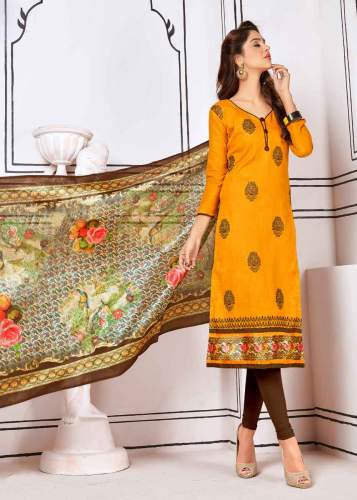 Yellow Color Salab Cotton Salwar Kameez