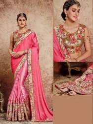 Pink Bridal Sarees With Zardosi Work
