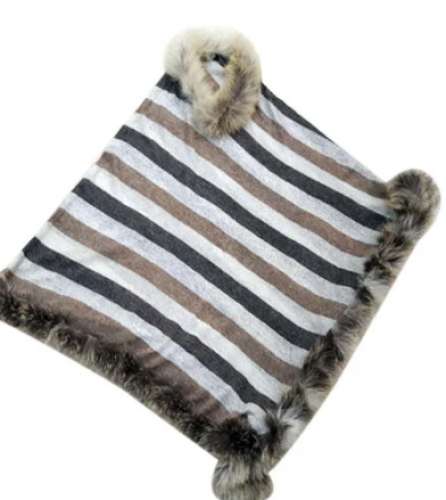 Womens winter woolen fur poncho by IMPEX CRAFTS