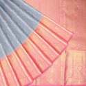 Bluish Grey Korvai Kanjivaram Silk Saree 
