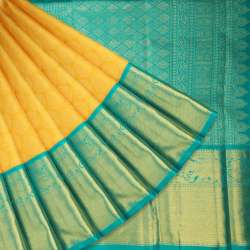 Canary Yellow Korvai Kanjivaram Silk Saree 