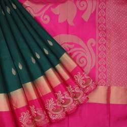 Dark Forest Green Kanjivaram Silk Saree 