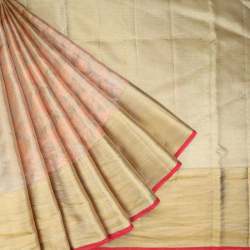 Dual Shade Gold And Peach Tissue Kanjivaram Saree