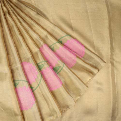 Gold Tissue Kanjivaram Saree With Floral Design