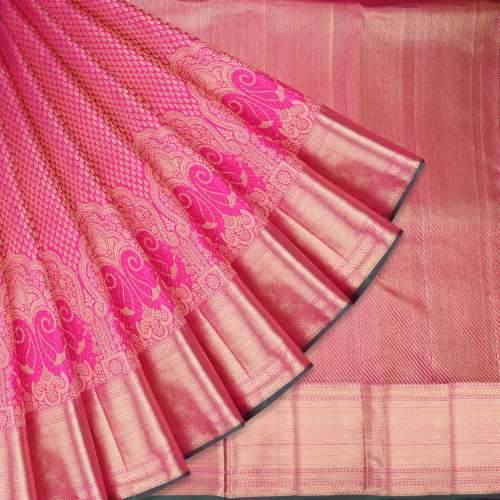 Hot Pink Handloom Kanjivaram Silk Saree 