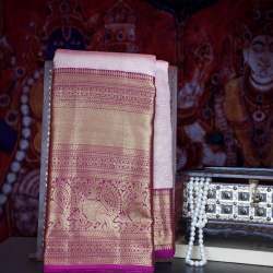 Light Pastel Lilac Korvai Kanjivaram Silk Saree