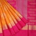 Orange Kanjivaram Silk Saree With Leaf Pattern