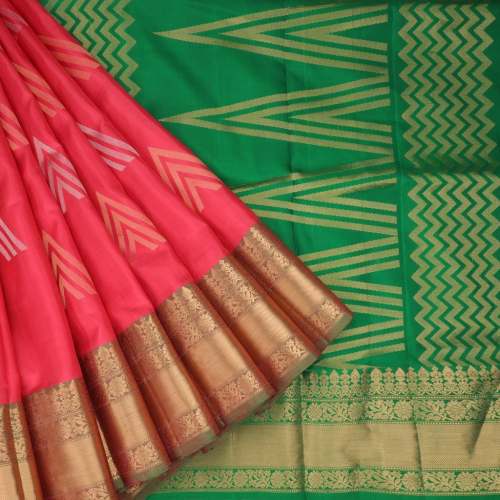 Pink Kanjivaram Silk Saree by SINGHANIA S