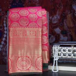 Pink Kanjivaram Silk Saree With Mayil Motifs