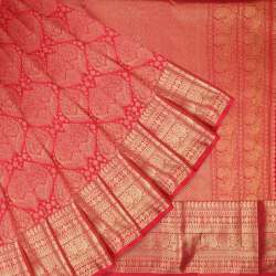 Rose Red Handloom Kanjivaram Silk Saree 