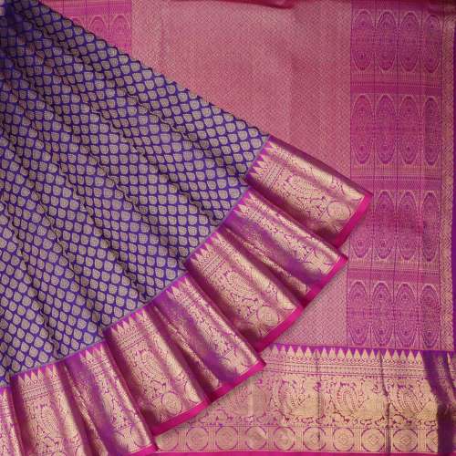 Russian Violet Handloom Korvai Kanjivaram