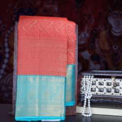 Rusty Burnt Orange Korvai Kanjivaram Silk Saree 