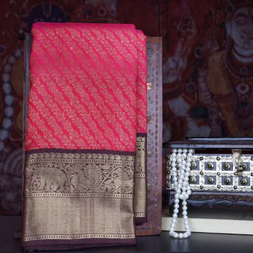 Tomato Red Korvai Kanjivaram Silk Saree 
