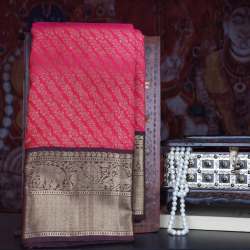 Tomato Red Korvai Kanjivaram Silk Saree 