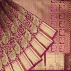 Wine Handloom Kanjivaram Silk Saree 