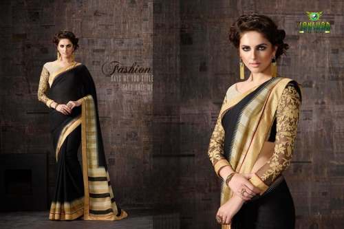 Printed Saree With Embroidered Blouse by Sanskar Tex Print