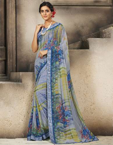 Georgette SareeWith Satin Jacquerd Lace T-Series by Varsiddhi Fashions Pvt Ltd