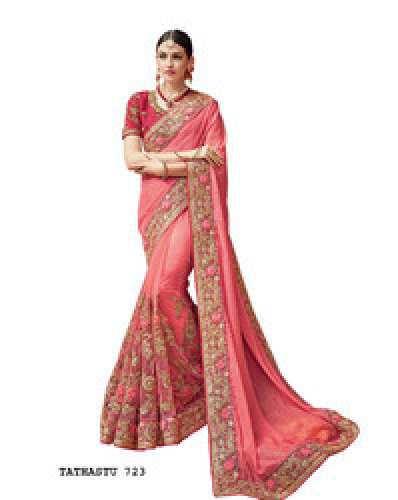 Designer Georgette Sarees With Kundan Work