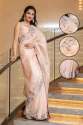 Light Peach Organza Party Wear Saree