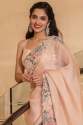 Light Peach Organza Party Wear Saree thumb 1