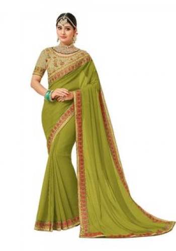 Georgette Saree With Border by Bahubali Prints Pvt Ltd