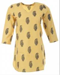 New Lemon Yellow Printed Formal Kurti
