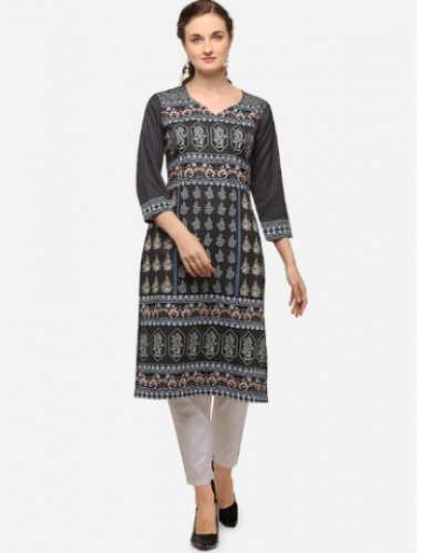 Venisa Brand Ethnic Motifs Printed Crepe Kurta by Dynamic Microlink Pvt Ltd