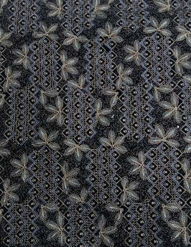 Premium Black Brocade Fabric with Floral Buta – For Men's & Kids Ethnic Wear by KRISHA CREATION