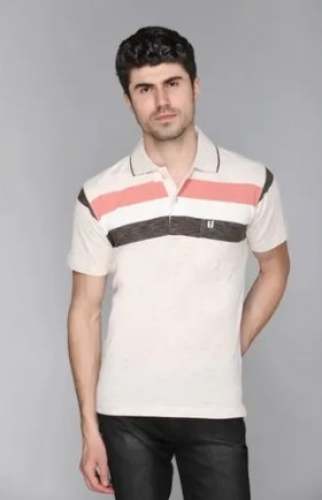Mens Collor Polo Neck Striped Polyester T Shirt  by Raju Oswal Hosiery Factory