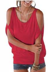 women cold shoulder t shirt