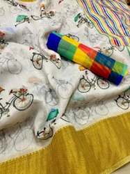 Stylish Semi Linen Printed Saree 