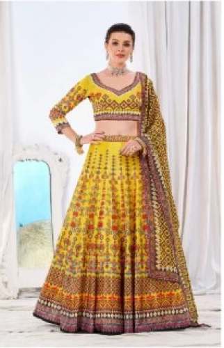 Stylish Yellow Handwork Lehenga Choli