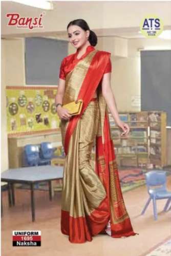 Women crepe silk Uniform Saree  by Vishwam Fabrics Pvt Ltd