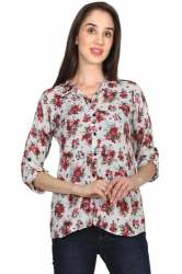 Floral Offwhite Rayon kurti top