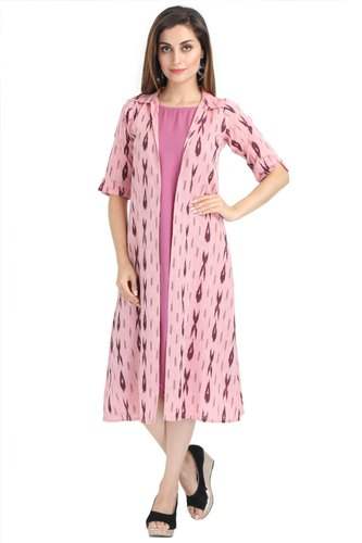 Magenta Coloured Ikat Jacket Dress