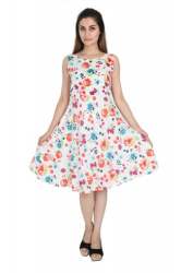Neels Printed White Flared Frock