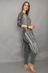 Printed Beige Boat Neck kurti