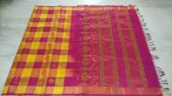 Checks Design Ikat Silk Handloom Saree