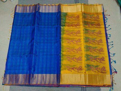 Festive Wear Blue Pure Silk Saree with Rich pallu  by K G Exims