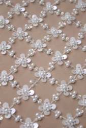 Embroidered Beaded Fabric 