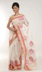 Off White Cotton Saree with Muga Border 