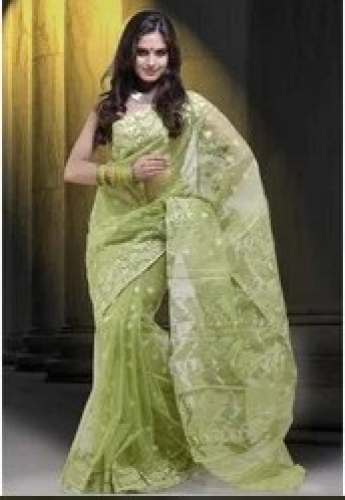 Pista Jamdani Traditional Saree  by Meera Apparels Private Limited