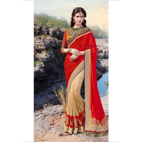 Exclusive Fancy Embroidered Georgette Saree by A R Fashion