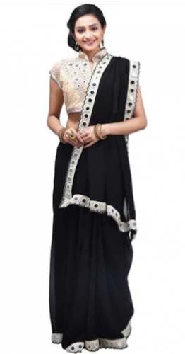 Black color plain fancy Designer Saree by Hind Creation Pvt Ltd