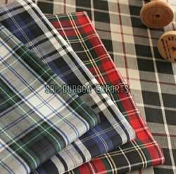 Men Cotton Poplin Checked Shirting Fabrics 