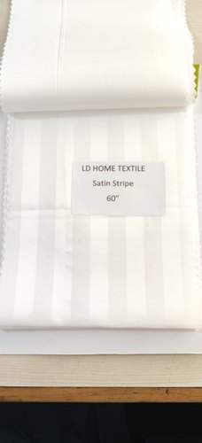 LD Fibre White Satin Striped Bed Sheet Fabric by LD Fibre