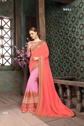 Omanksh Fashion Embroidery Georgette saree